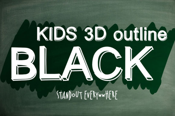 Kids 3D Outline Black for Modern Branding and Design