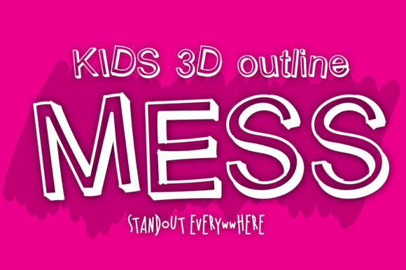 Kids 3D Outline Mess Font for Creative Branding and Display Needs